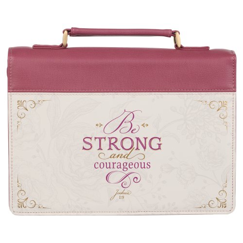 Medium Be Strong & Courageous Plum Pink Vegan Leather Fashion Bible Cover   - Joshua 1:9