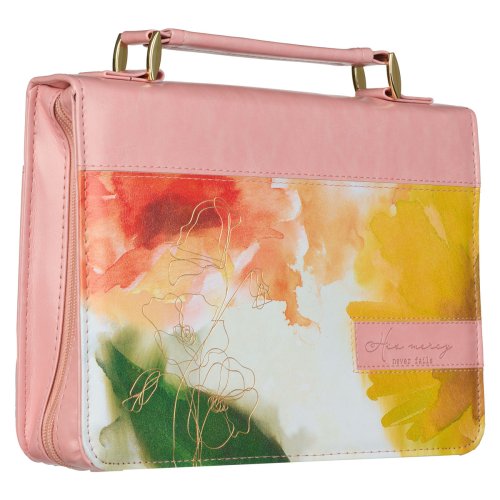 Medium Pastel Meadow Pink Watercolor Faux Leather Bible Cover