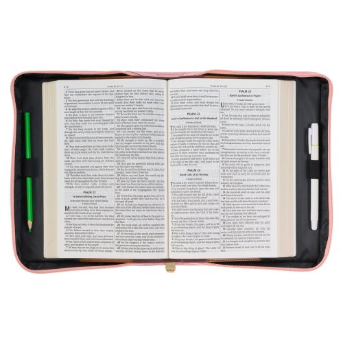 Medium Pastel Meadow Pink Watercolor Faux Leather Bible Cover