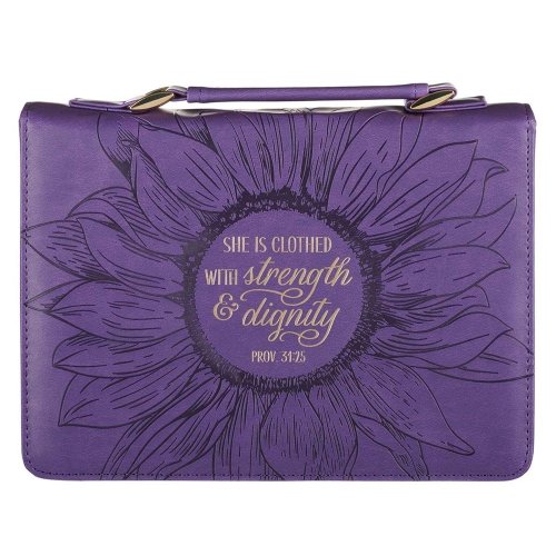 Bible Cover Fashion Purple Strength & Dignity Prov. 31:25