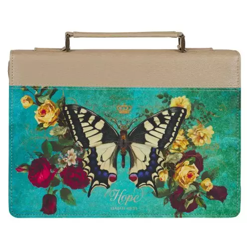 Bible Cover Fashion Taupe/Butterfly Printed Hope Isa. 40:31