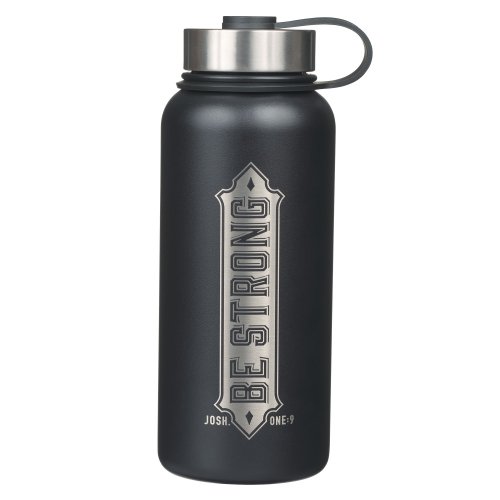 Water Bottle SS Black Be Strong Josh. 1:9