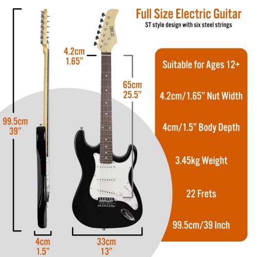 3rd Avenue Full Size Electric Guitar Pack - Black