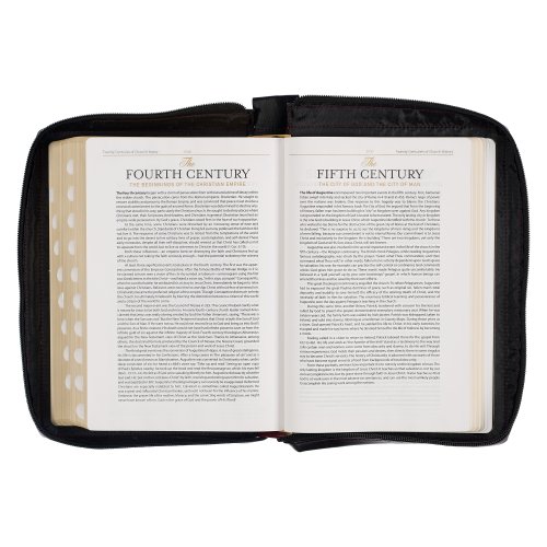 Burgundy and Black Faux Leather King James Version Study Bible with Thumb Index and Zippered Closure