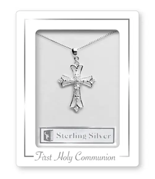 Communion Silver Necklet/Open Crucifix