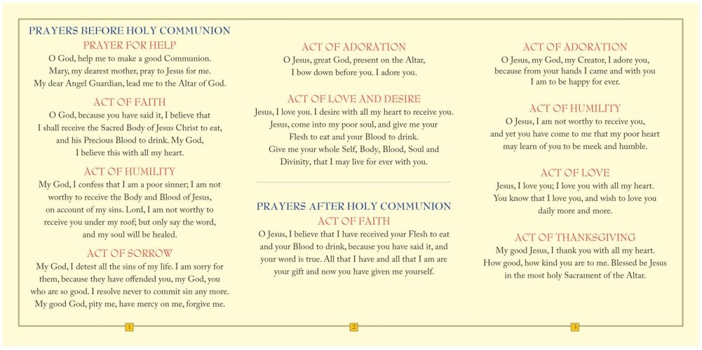 Prayers Before and After Holy Communion (Pack of 25 Prayer Cards)