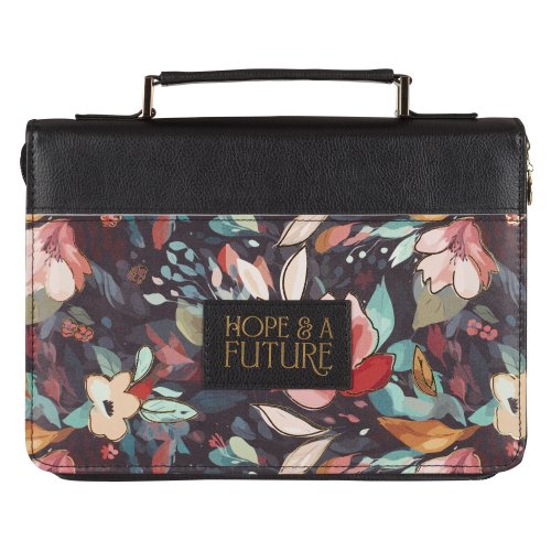 XXL Hope & A Future Black Floral Fashion Bible Cover - Jer. 29:11