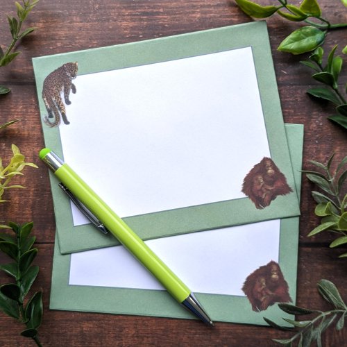 Notecard And Pen Set Boxed - Patricia Maccarthy Jungle Green