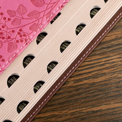 Brown and Berry Pink Faux Leather Giant Print Standard-size King James Version Bible with Thumb Index