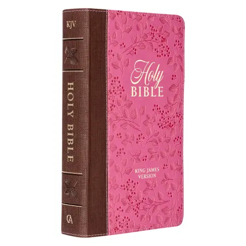 Brown and Berry Pink Faux Leather Giant Print Standard-size King James Version Bible with Thumb Index