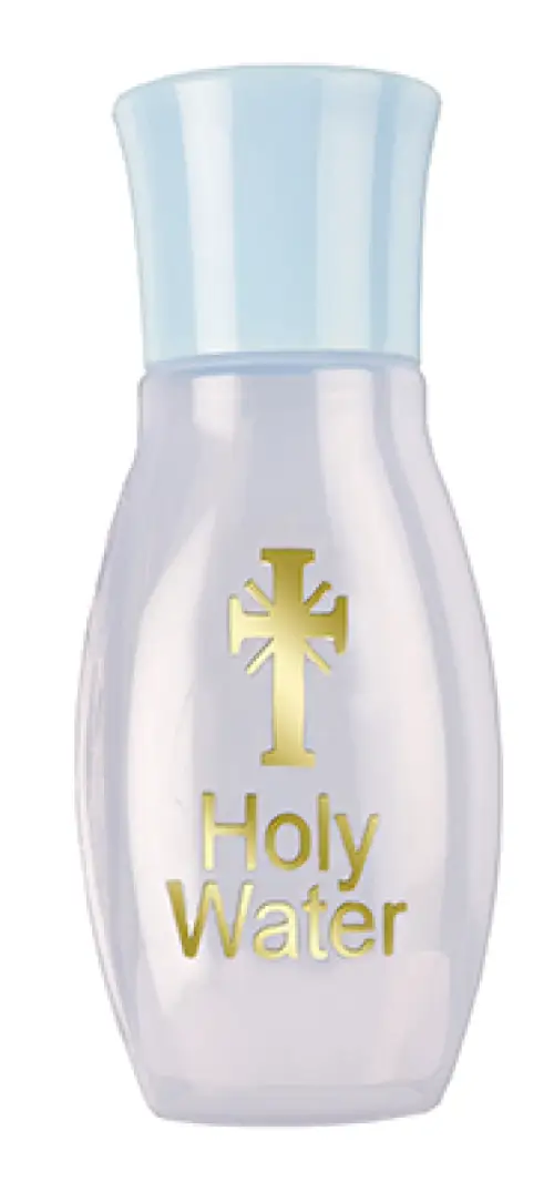 Gold Blocked Holy Water Bottle with Cross (50ml) - Single