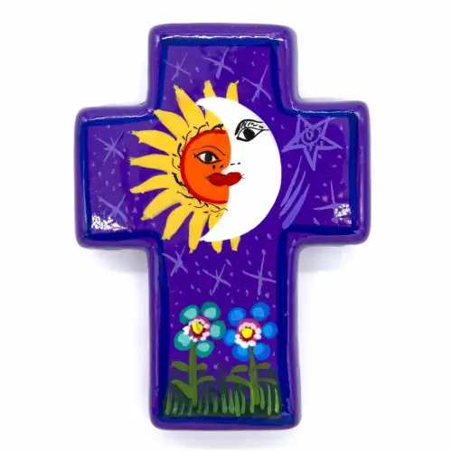 Mexican Painted Eclipse Block Cross - Purple