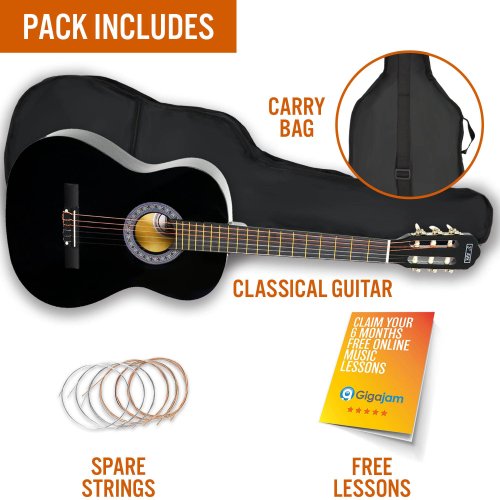 3rd Avenue Full Size Classical Guitar Pack - Black