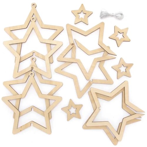 Star Wooden Spinning Decoration Kit (Pack of 4)