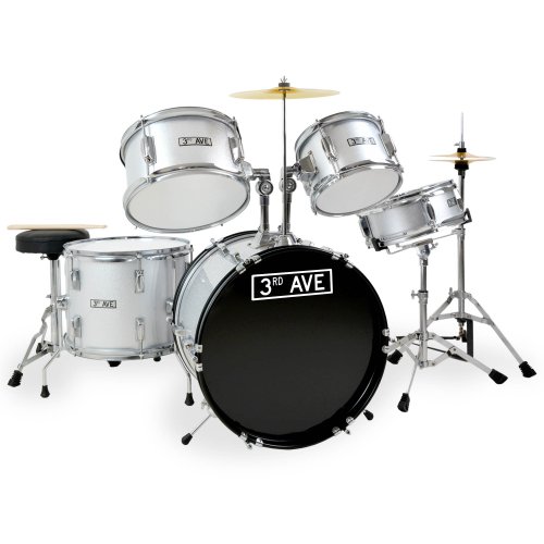 3rd Avenue 5 Piece Junior Drum Kit - Silver