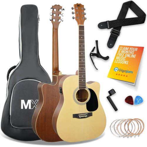 MX Cutaway Electro Acoustic Guitar Pack - Natural