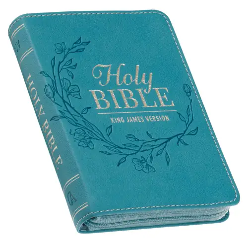 KJV Bible Mini Pocket Faux Leather, Teal w/zipper