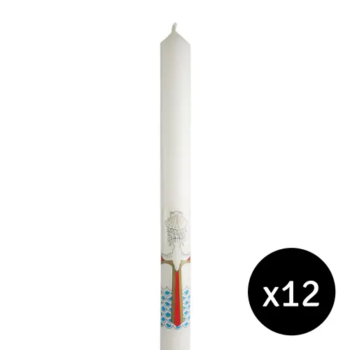 Pack of 12 Baptismal Candles  12 x 7/8 Inch - White Cathedral