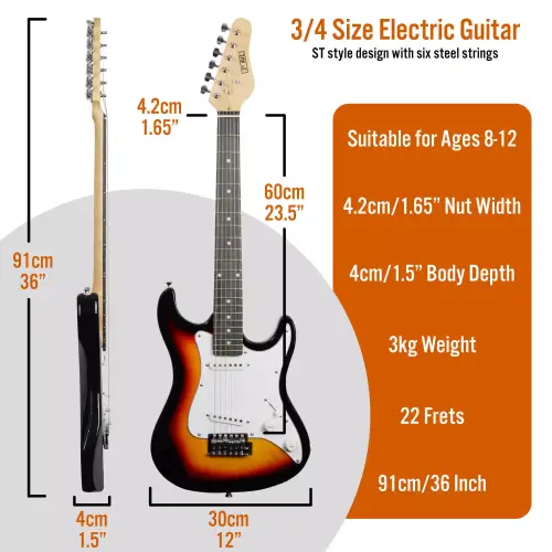 3rd Avenue 3/4 Size Electric Guitar Pack - Sunburst