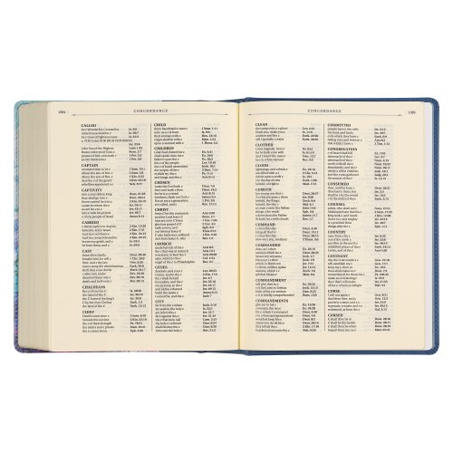 KJV Note-Taking Bible-Blue Floral Faux Leather Hardcover