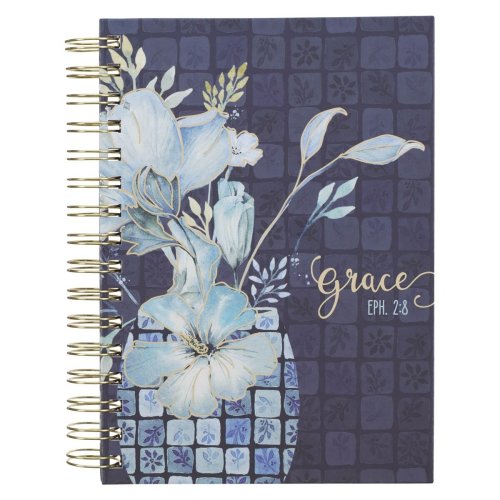 Journal Wirebound Blue Floral Grace Eph. 2:8