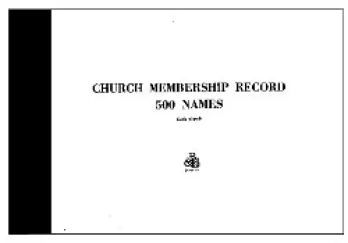 Church Membership Record Book