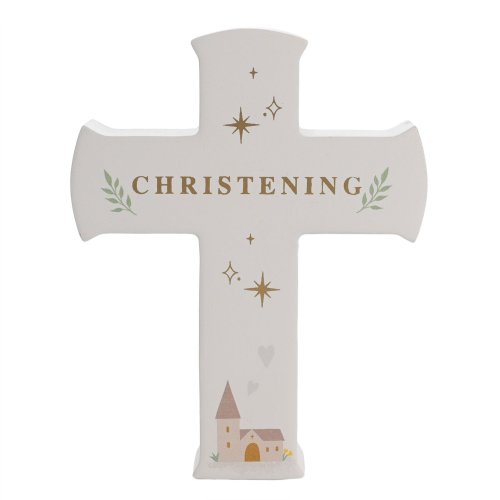 Faith & Hope Mantel Cross Plaque - Christening