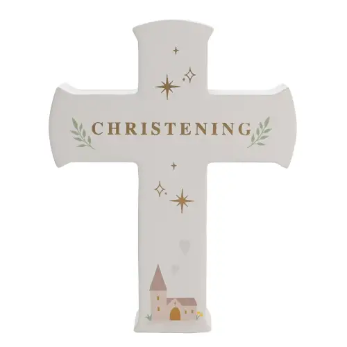 Faith & Hope Mantel Cross Plaque - Christening