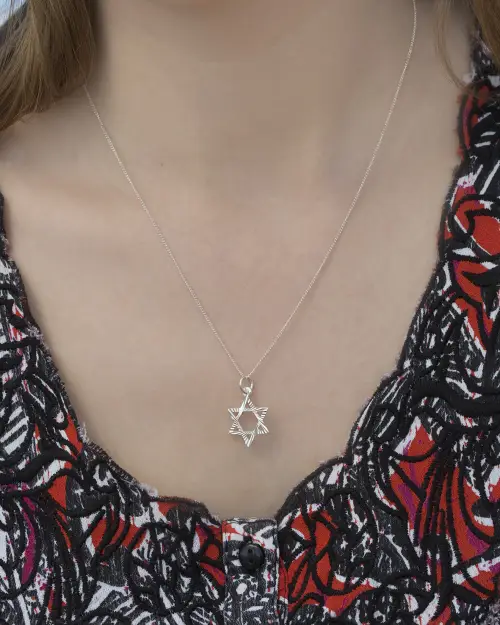 Silver Diamond Cut Star of David Pendant