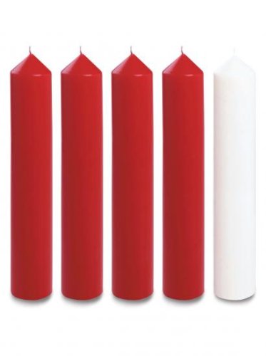 15" x 2" Advent Candle Set - Red & White (Over Dipped)