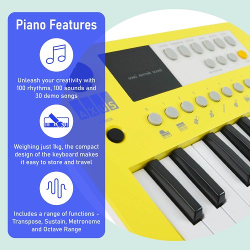 Axus Mini Keyboard 37 Key Keyboard - Yellow