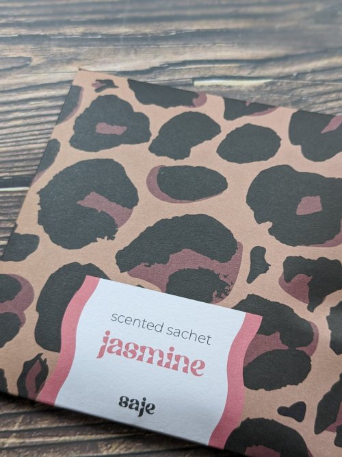 Scented Drawer Sachets (Jasmine) In Printed Box - Leopard Print