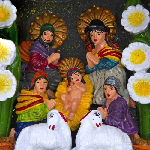 Small Nativity Retablo - Red