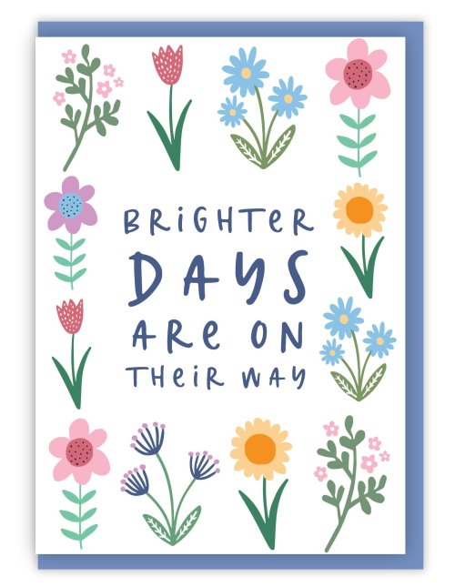 'Brighter Days' (Spring version) with bible verse A6 Greeting Card