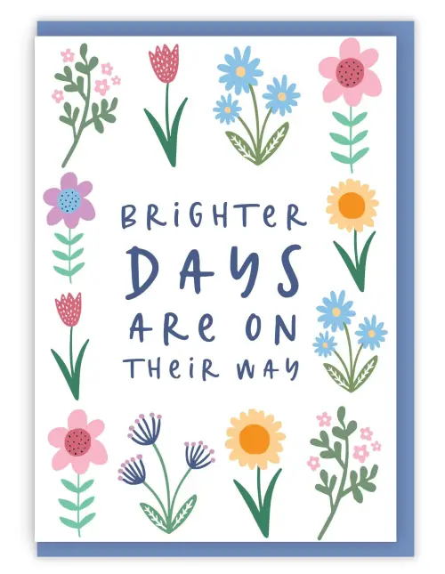 'Brighter Days' (Spring version) with bible verse A6 Greeting Card