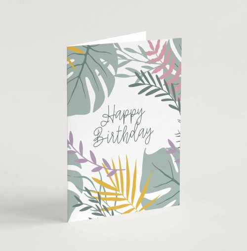 'Happy Birthday' (Jungle Pink) A6 Greeting Card with bible verse inside