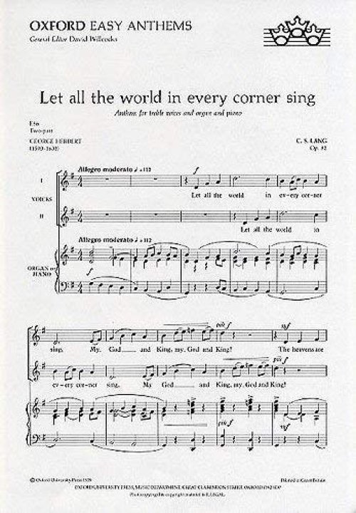 Let All the World in Every Corner Sing: Vocal Score