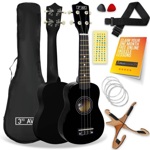 3rd Avenue Soprano Ukulele Pack - Black