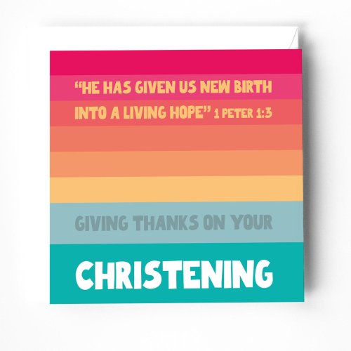 Christening card with bible verse. 1 Peter 1 verse 3