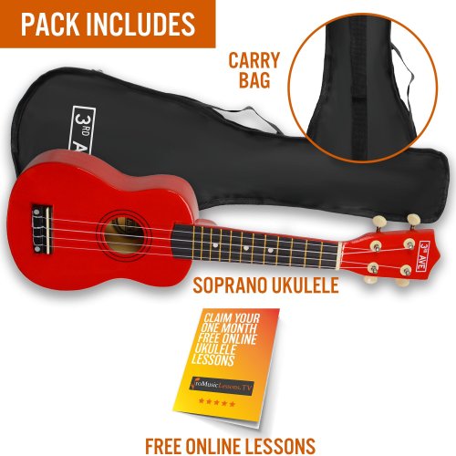 3rd Avenue Soprano Ukulele - Red