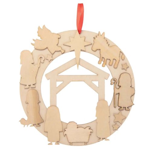 Nativity Wooden Wreath Kit (Pack of 2)