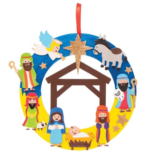 Nativity Wooden Wreath Kit (Pack of 2)