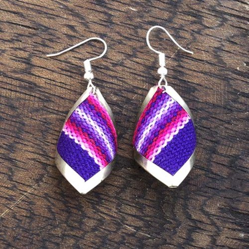 Diamond Shell Peruvian Fabric Earrings