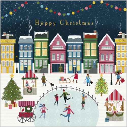 Christmas Cards: Town Scene (Pack of 4)