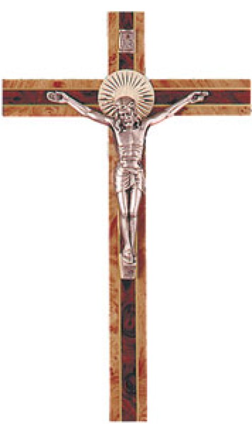 6" Two Toned Hanging Wood Crucifix