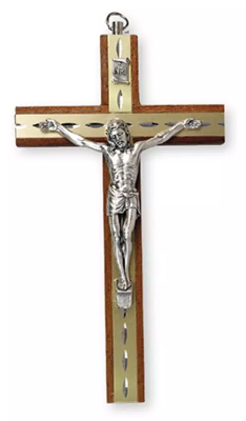 6 Inch Mahogany Wood Crucifix