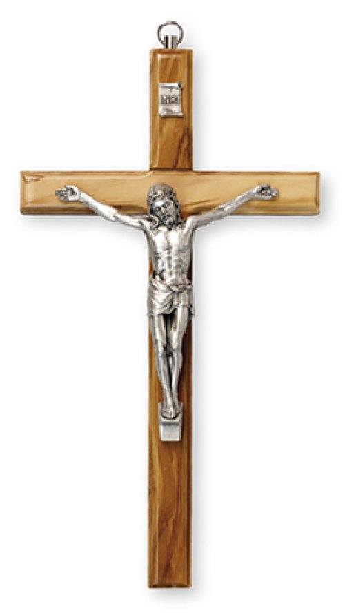 4 3/4" Olive Wood Crucifix with Metal Corpus