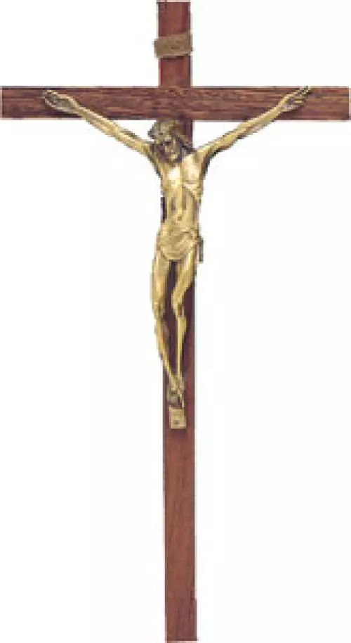 18 3/4 Wood Hanging Crucifix