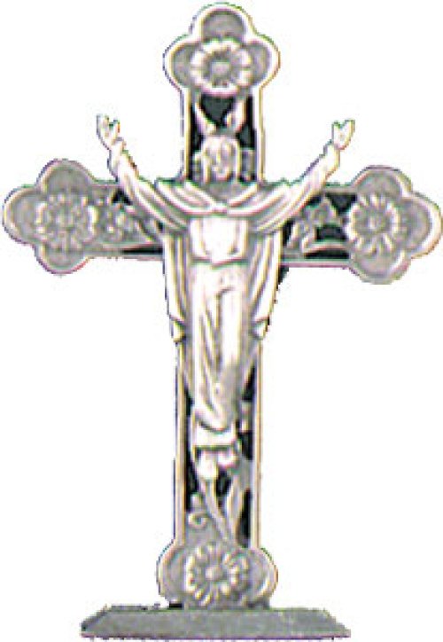 3 1/2" Metal Standing Crucifix