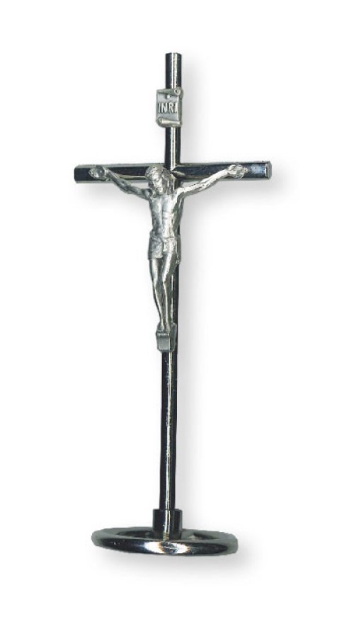 4 1/4" Standing Metal Crucifix